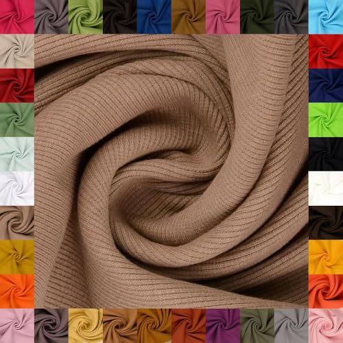 fingsi Stoffe Linus Bündchenstoff Grobstrick Schlauchware Coupon Uni - 27cm Schlauchbreite - 95% Baumwolle, 5% Elasthan (34. Taupe 0,5m) von fingsi