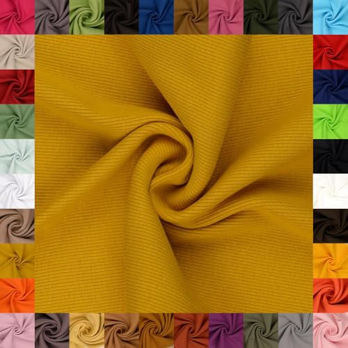 fingsi Stoffe Linus Bündchenstoff Grobstrick Schlauchware Coupon Uni - 27cm Schlauchbreite - 95% Baumwolle, 5% Elasthan (35. Senf 1,0m) von fingsi