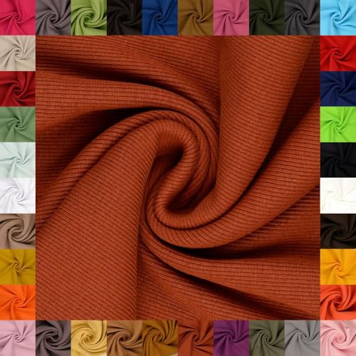 fingsi Stoffe Linus Bündchenstoff Grobstrick Schlauchware Coupon Uni - 27cm Schlauchbreite - 95% Baumwolle, 5% Elasthan (36. Terracotta 0,5m) von fingsi