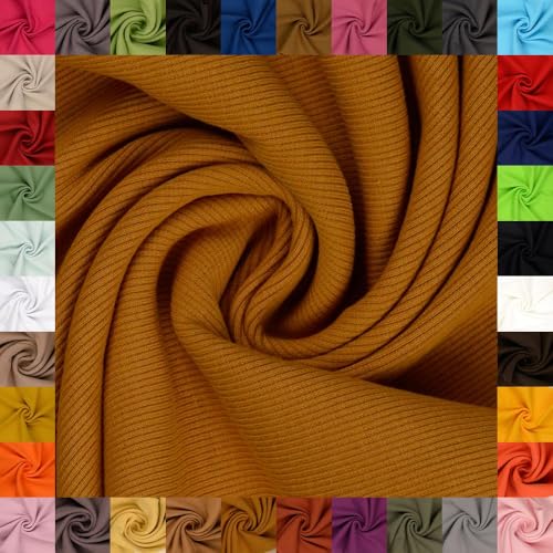 fingsi Stoffe Linus Bündchenstoff Grobstrick Schlauchware Coupon Uni - 27cm Schlauchbreite - 95% Baumwolle, 5% Elasthan (37. Ocker 1,0m) von fingsi