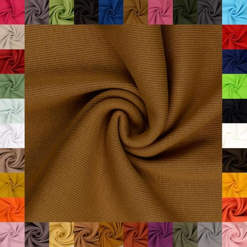 fingsi Stoffe Linus Bündchenstoff Grobstrick Schlauchware Coupon Uni - 27cm Schlauchbreite - 95% Baumwolle, 5% Elasthan (38. Karamell 0,5m) von fingsi