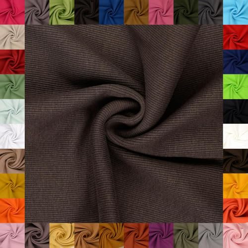 fingsi Stoffe Linus Bündchenstoff Grobstrick Schlauchware Coupon Uni - 27cm Schlauchbreite - 95% Baumwolle, 5% Elasthan (39. Braun 0,5m) von fingsi