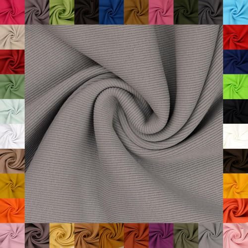 fingsi Stoffe Linus Bündchenstoff Grobstrick Schlauchware Coupon Uni - 27cm Schlauchbreite - 95% Baumwolle, 5% Elasthan (42. Grau 0,5m) von fingsi