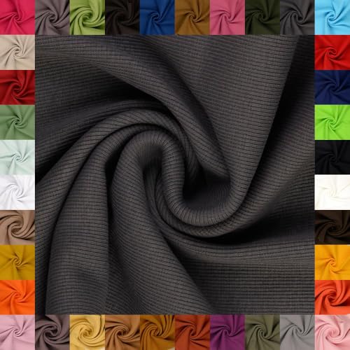 fingsi Stoffe Linus Bündchenstoff Grobstrick Schlauchware Coupon Uni - 27cm Schlauchbreite - 95% Baumwolle, 5% Elasthan (43. Mittelgrau 0,5m) von fingsi