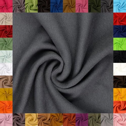 fingsi Stoffe Linus Bündchenstoff Grobstrick Schlauchware Coupon Uni - 27cm Schlauchbreite - 95% Baumwolle, 5% Elasthan (44. Anthrazit 1,0m) von fingsi