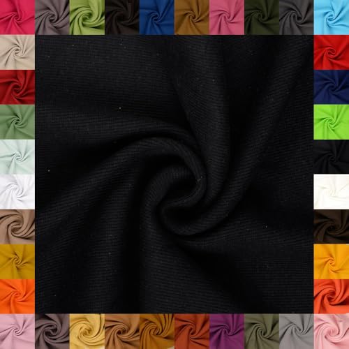 fingsi Stoffe Linus Bündchenstoff Grobstrick Schlauchware Coupon Uni - 27cm Schlauchbreite - 95% Baumwolle, 5% Elasthan (45. Schwarz 0,5m) von fingsi