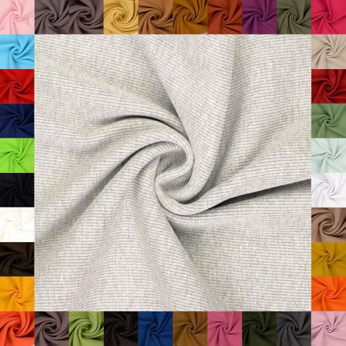 fingsi Stoffe Linus Bündchenstoff Grobstrick Schlauchware Coupon Uni - 27cm Schlauchbreite - 95% Baumwolle, 5% Elasthan (48. Hellgrau meliert 0,5m) von fingsi