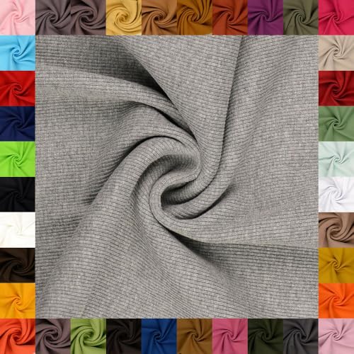 fingsi Stoffe Linus Bündchenstoff Grobstrick Schlauchware Coupon Uni - 27cm Schlauchbreite - 95% Baumwolle, 5% Elasthan (49. Mittelgrau meliert 0,5m) von fingsi