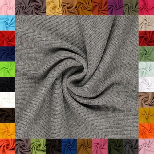 fingsi Stoffe Linus Bündchenstoff Grobstrick Schlauchware Coupon Uni - 27cm Schlauchbreite - 95% Baumwolle, 5% Elasthan (50. Dunkelgrau meliert 0,5m) von fingsi