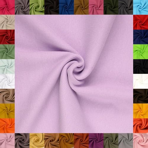 fingsi Stoffe Linus Bündchenstoff Grobstrick Schlauchware Coupon Uni - 27cm Schlauchbreite - 95% Baumwolle, 5% Elasthan (51. Flieder 1,0m) von fingsi