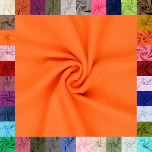 fingsi Stoffe Mira Bündchenstoff Feinstrick Schlauchware Coupon Uni - 34cm Schlauchbreite - 95% Baumwolle, 5% Elasthan (02. orange 0,5m) von fingsi