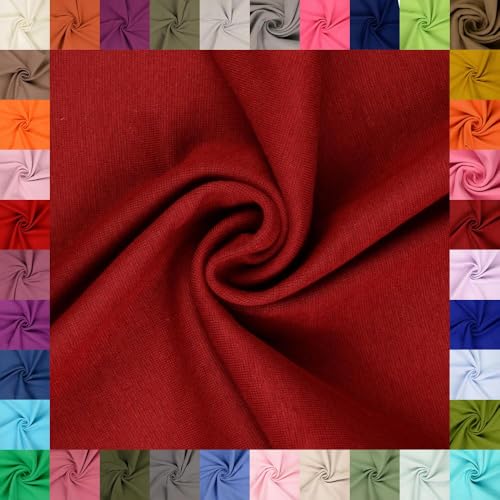 fingsi Stoffe Mira Bündchenstoff Feinstrick Schlauchware Coupon Uni - 34cm Schlauchbreite - 95% Baumwolle, 5% Elasthan (05. Bordeaux 0,5m) von fingsi