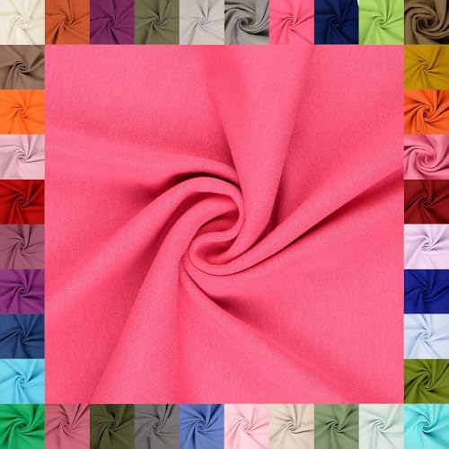 fingsi Stoffe Mira Bündchenstoff Feinstrick Schlauchware Coupon Uni - 34cm Schlauchbreite - 95% Baumwolle, 5% Elasthan (07. Pink 1,0m) von fingsi