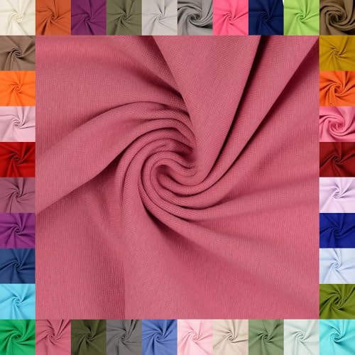 fingsi Stoffe Mira Bündchenstoff Feinstrick Schlauchware Coupon Uni - 34cm Schlauchbreite - 95% Baumwolle, 5% Elasthan (11. Rosa 0,5m) von fingsi