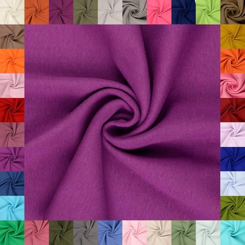 fingsi Stoffe Mira Bündchenstoff Feinstrick Schlauchware Coupon Uni - 34cm Schlauchbreite - 95% Baumwolle, 5% Elasthan (14. Fuchsia 0,5m) von fingsi
