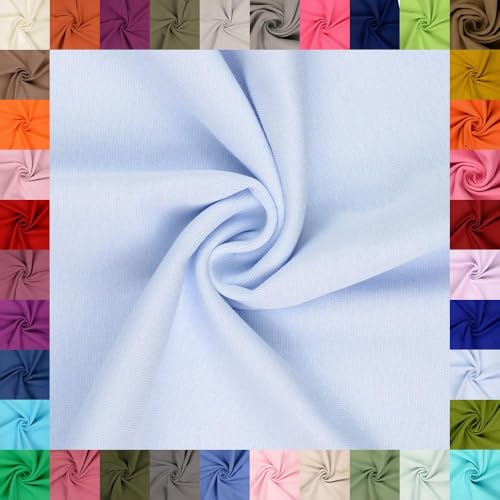 fingsi Stoffe Mira Bündchenstoff Feinstrick Schlauchware Coupon Uni - 34cm Schlauchbreite - 95% Baumwolle, 5% Elasthan (16. Hellblau 0,5m) von fingsi