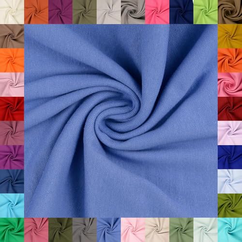fingsi Stoffe Mira Bündchenstoff Feinstrick Schlauchware Coupon Uni - 34cm Schlauchbreite - 95% Baumwolle, 5% Elasthan (17. Rauchblau 1,0m) von fingsi