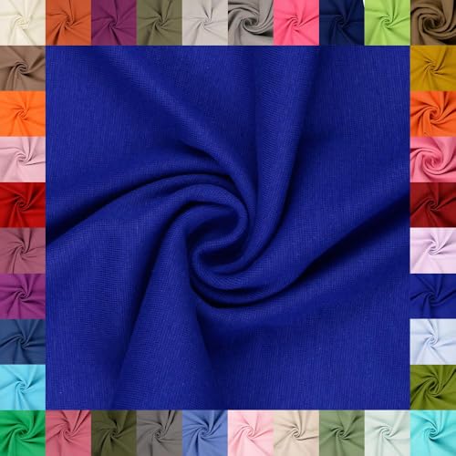 fingsi Stoffe Mira Bündchenstoff Feinstrick Schlauchware Coupon Uni - 34cm Schlauchbreite - 95% Baumwolle, 5% Elasthan (18. Royalblau 0,5m) von fingsi