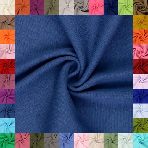 fingsi Stoffe Mira Bündchenstoff Feinstrick Schlauchware Coupon Uni - 34cm Schlauchbreite - 95% Baumwolle, 5% Elasthan (19. Jeansblau 0,5m) von fingsi