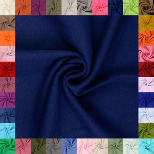 fingsi Stoffe Mira Bündchenstoff Feinstrick Schlauchware Coupon Uni - 34cm Schlauchbreite - 95% Baumwolle, 5% Elasthan (21. Navy 1,0m) von fingsi