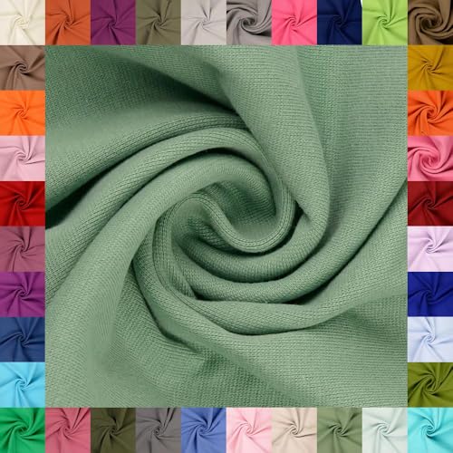 fingsi Stoffe Mira Bündchenstoff Feinstrick Schlauchware Coupon Uni - 34cm Schlauchbreite - 95% Baumwolle, 5% Elasthan (26. Lindgrün 1,0m) von fingsi