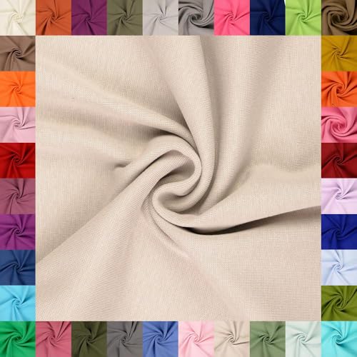fingsi Stoffe Mira Bündchenstoff Feinstrick Schlauchware Coupon Uni - 34cm Schlauchbreite - 95% Baumwolle, 5% Elasthan (33. Beige 0,5m) von fingsi