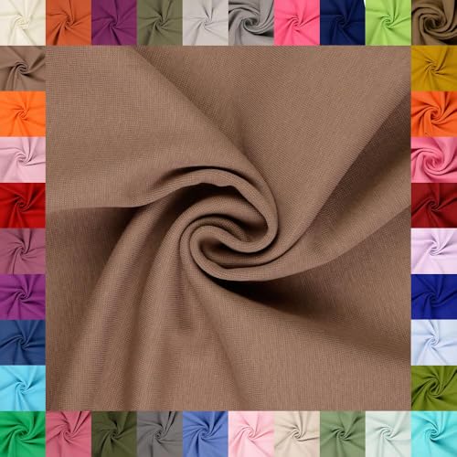 fingsi Stoffe Mira Bündchenstoff Feinstrick Schlauchware Coupon Uni - 34cm Schlauchbreite - 95% Baumwolle, 5% Elasthan (34. Taupe 1,0m) von fingsi