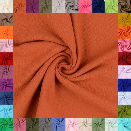 fingsi Stoffe Mira Bündchenstoff Feinstrick Schlauchware Coupon Uni - 34cm Schlauchbreite - 95% Baumwolle, 5% Elasthan (36. Terracotta 0,5m) von fingsi