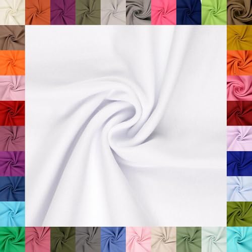 fingsi Stoffe Mira Bündchenstoff Feinstrick Schlauchware Coupon Uni - 34cm Schlauchbreite - 95% Baumwolle, 5% Elasthan (40. Weiß 1,0m) von fingsi