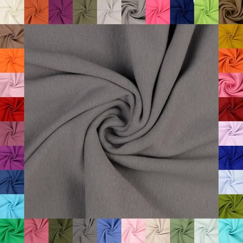 fingsi Stoffe Mira Bündchenstoff Feinstrick Schlauchware Coupon Uni - 34cm Schlauchbreite - 95% Baumwolle, 5% Elasthan (43. Mittelgrau 0,5m) von fingsi