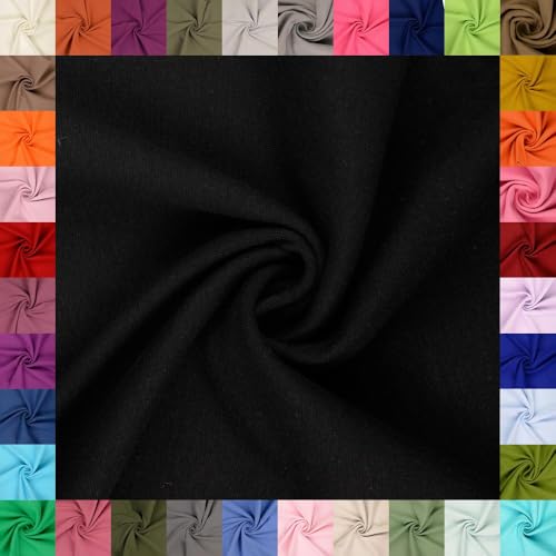 fingsi Stoffe Mira Bündchenstoff Feinstrick Schlauchware Coupon Uni - 34cm Schlauchbreite - 95% Baumwolle, 5% Elasthan (45. Schwarz 1,0m) von fingsi