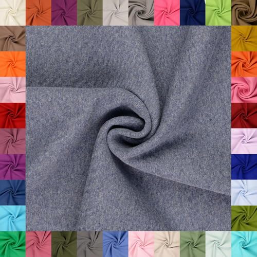 fingsi Stoffe Mira Bündchenstoff Feinstrick Schlauchware Coupon Uni - 34cm Schlauchbreite - 95% Baumwolle, 5% Elasthan (46. Jeansblau meliert 0,5m) von fingsi