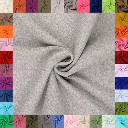 fingsi Stoffe Mira Bündchenstoff Feinstrick Schlauchware Coupon Uni - 34cm Schlauchbreite - 95% Baumwolle, 5% Elasthan (49. Mittelgrau meliert 1,0m) von fingsi