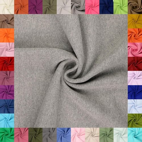fingsi Stoffe Mira Bündchenstoff Feinstrick Schlauchware Coupon Uni - 34cm Schlauchbreite - 95% Baumwolle, 5% Elasthan (50. Dunkelgrau meliert 0,5m) von fingsi