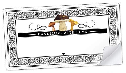 20 STICKER RECHTECKIG WEIß SCHWARZ Pilze und Ornamente "Handmade with Love" mit Freitextfeld für selbstgepflückte Pilze, Pilzmischungen • Etiketten Format: 96 mm x 50,8 mm, matt 20 STICKER RECHTECKIG WEIß SCHWARZ Pilze und Ornamente "Handmade with Love" mit Freitextfeld für selbstgepflückte Pilze, Pilzmischungen • Etiketten Format: 96 mm x 50,8 mm, matt von fioniony