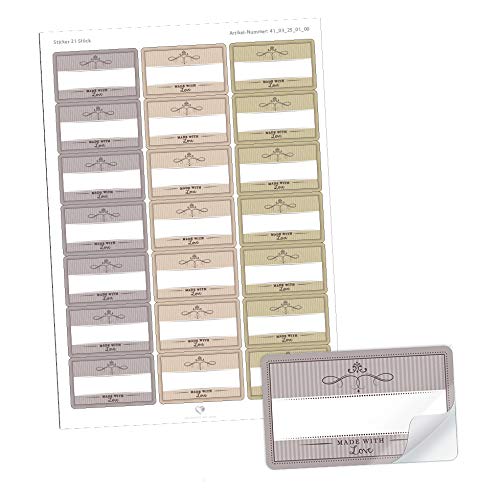 21 STICKER RECHTECKIG Gemischte Farben BRAUN GRÜN "Made with Love" mit Freitextfeld für Chutneys, Gewürze, Schnaps, Liköre, Säfte, Gewürzgläser u.v.m. • Etiketten Format: 63,5 mm x 38,1 mm, matt 21 STICKER RECHTECKIG Gemischte Farben BRAUN GRÜN "Made with Love" mit Freitextfeld für Chutneys, Gewürze, Schnaps, Liköre, Säfte, Gewürzgläser u.v.m. • Etiketten Format: 63,5 mm x 38,1 mm, matt von fioniony