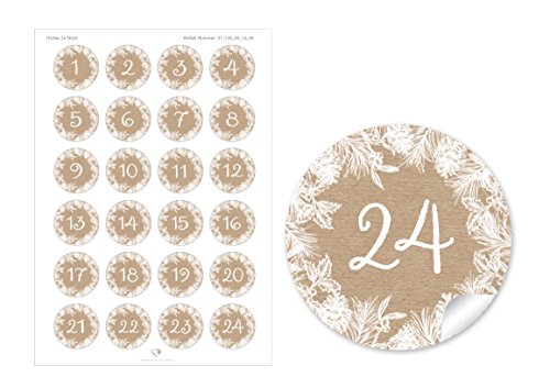 24 DIY Adventskalenderzahlen NATUR ZWEIGE KRANZ VINTAGE für einen DIY Adventskalender Papiertüten zum selber basteln 1 – 24Format 4 cm, rund, matt 24 DIY Adventskalenderzahlen NATUR ZWEIGE KRANZ VINTAGE für einen DIY Adventskalender Papiertüten zum selber basteln 1 – 24Format 4 cm, rund, matt von fioniony