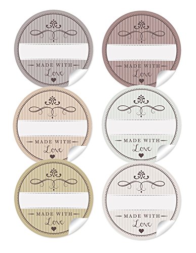 24 Edle Etiketten Sticker Aufkleber Küche zum selbst beschreiben - mit Freitextfeld - Made with Love - A4 Bogen Papieraufkleber 4 cm, rund, matt 24 Edle Etiketten Sticker Aufkleber Küche zum selbst beschreiben - mit Freitextfeld - Made with Love - A4 Bogen Papieraufkleber 4 cm, rund, matt von fioniony