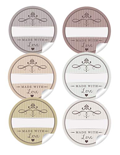24 STICKER GEMISCHT Edle Aufkleber in 6 Farben mit Herz und Ornamente Made with Love mit Freitextfeld. Papieraufkleber Sticker Etiketten 4 cm matt 24 STICKER GEMISCHT Edle Aufkleber in 6 Farben mit Herz und Ornamente Made with Love mit Freitextfeld. Papieraufkleber Sticker Etiketten 4 cm matt von fioniony