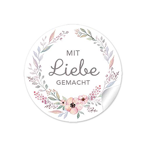 24 STICKER Mit Liebe gemacht, PASTELLFARBEN Blütenkranz, Gastgeschenke Taufe Geburt Hochzeit Kommunion Konfirmation Hochzeitsmarmelade Geburtstag Tischdeko Selbstgemachtes, 4 cm, rund, matt 24 STICKER Mit Liebe gemacht, PASTELLFARBEN Blütenkranz, Gastgeschenke Taufe Geburt Hochzeit Kommunion Konfirmation Hochzeitsmarmelade Geburtstag Tischdeko Selbstgemachtes, 4 cm, rund, matt von fioniony