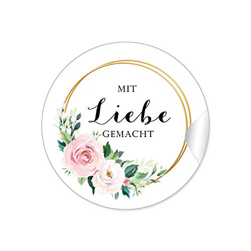 24 STICKER Mit Liebe gemacht Etiketten für ihr Gastgeschenk mit Rosen in Rosa und zwei Ringe in Goldgelb kein Echtgold zum beschriften von Selbstgemachtes Briefen Geschenkverpackungen, 4 cm, matt 24 STICKER Mit Liebe gemacht Etiketten für ihr Gastgeschenk mit Rosen in Rosa und zwei Ringe in Goldgelb kein Echtgold zum beschriften von Selbstgemachtes Briefen Geschenkverpackungen, 4 cm, matt von fioniony