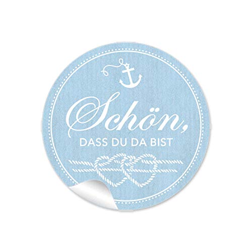 24 STICKER Schön, das du da bist Etiketten mit Anker Herz aus Tau Maritim Look Blau als Danksagung für Geschenktüten oder Briefe zur Hochzeit Geburtstag Taufe, 4 cm, rund, matt 24 STICKER Schön, das du da bist Etiketten mit Anker Herz aus Tau Maritim Look Blau als Danksagung für Geschenktüten oder Briefe zur Hochzeit Geburtstag Taufe, 4 cm, rund, matt von fioniony