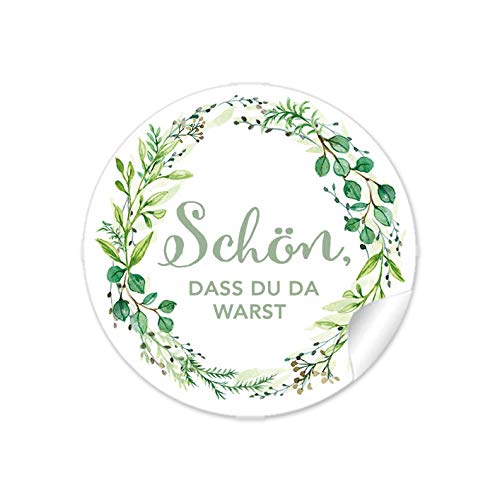 24 STICKER Schön, dass du da warst Etiketten als Gastgeschenk mit Zweig in Grün als Danksagung für Gläser oder Briefe zur Hochzeit Geburtstag Taufe, 4 cm, rund, matt 24 STICKER Schön, dass du da warst Etiketten als Gastgeschenk mit Zweig in Grün als Danksagung für Gläser oder Briefe zur Hochzeit Geburtstag Taufe, 4 cm, rund, matt von fioniony