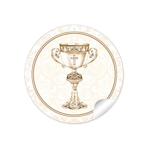 24 STICKER: 24 Edle Etiketten mit Kelch und Ornamenten • Papieraufkleber 4 cm, rund, matt für Gastgeschenke oder Tischdeko für Taufe, Konfirmation oder Kommunion in Creme 24 STICKER: 24 Edle Etiketten mit Kelch und Ornamenten • Papieraufkleber 4 cm, rund, matt für Gastgeschenke oder Tischdeko für Taufe, Konfirmation oder Kommunion in Creme von fioniony