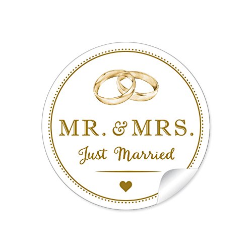 24 STICKER: Edle Retro Hochzeitsaufkleber "MR. & MRS. - Just Married" in weiß mit illustrierten Ringe und Herz im Vintage Style zur Hochzeit • Aufkleber/Etiketten: 4 cm, rund, matt 24 STICKER: Edle Retro Hochzeitsaufkleber "MR. & MRS. - Just Married" in weiß mit illustrierten Ringe und Herz im Vintage Style zur Hochzeit • Aufkleber/Etiketten: 4 cm, rund, matt von fioniony