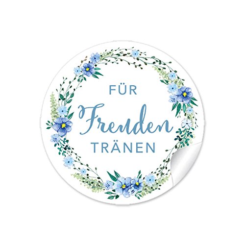 24 STICKER: "Für Freudentränen" in BLAU GRÜN mit Blütenkranz • Für Taschentücher/Taschentuchverpackung, Gastgeschenke, Hochzeitsmarmelade, Tischdeko, für Selbstgemachtes u.v.m. • 4 cm, rund, matt 24 STICKER: "Für Freudentränen" in BLAU GRÜN mit Blütenkranz • Für Taschentücher/Taschentuchverpackung, Gastgeschenke, Hochzeitsmarmelade, Tischdeko, für Selbstgemachtes u.v.m. • 4 cm, rund, matt von fioniony