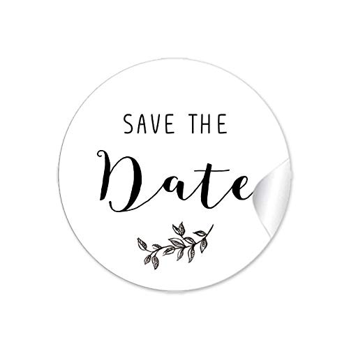 24 Sticker Save the Date Etiketten als Gastgeschenk mit Zweig in Schwarz als Siegel für Briefumschläge Anhänger oder Briefe zur Hochzeit Geburtstag Taufe, Etiketten 4 cm, rund, matt 24 Sticker Save the Date Etiketten als Gastgeschenk mit Zweig in Schwarz als Siegel für Briefumschläge Anhänger oder Briefe zur Hochzeit Geburtstag Taufe, Etiketten 4 cm, rund, matt von fioniony