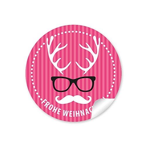 24 Weihnachtsaufkleber FROHE WEIHNACHTEN HIPSTER HIRSCH BRILLE PINK Weihnachten • Papieraufkleber Sticker Aufkleber Etiketten • Format 4 cm rund matt 24 Weihnachtsaufkleber FROHE WEIHNACHTEN HIPSTER HIRSCH BRILLE PINK Weihnachten • Papieraufkleber Sticker Aufkleber Etiketten • Format 4 cm rund matt von fioniony