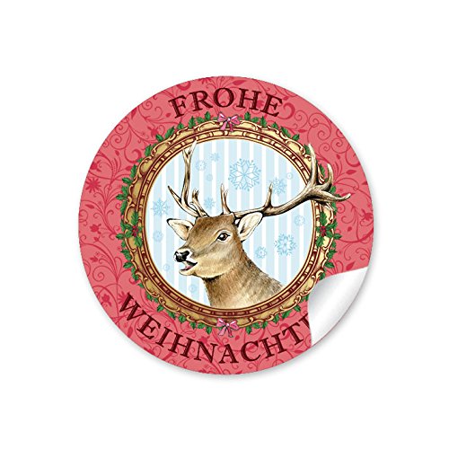 24 Weihnachtsaufkleber FROHE WEIHNACHTEN HIRSCH ROT NOSTALGIE VINTAGE RETRO Weihnachten Papieraufkleber Sticker Aufkleber Etiketten Format 4 cm rund matt 24 Weihnachtsaufkleber FROHE WEIHNACHTEN HIRSCH ROT NOSTALGIE VINTAGE RETRO Weihnachten Papieraufkleber Sticker Aufkleber Etiketten Format 4 cm rund matt von fioniony