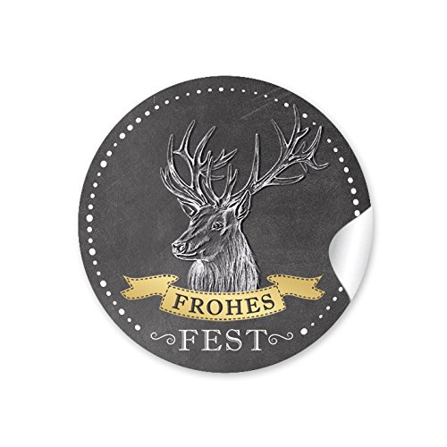 24 Weihnachtsaufkleber FROHES FEST Hirsch Retro SCHWARZ Vintage Kriedetafel Look Weihnachten • Papieraufkleber Sticker Aufkleber Etiketten • Format 4 cm rund matt 24 Weihnachtsaufkleber FROHES FEST Hirsch Retro SCHWARZ Vintage Kriedetafel Look Weihnachten • Papieraufkleber Sticker Aufkleber Etiketten • Format 4 cm rund matt von fioniony